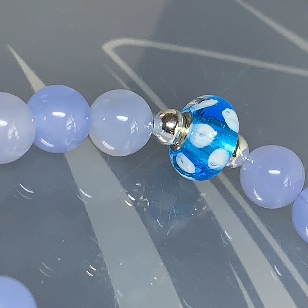 CHALCEDONY STONES NATURAL BRACELET Size 6” - Picture 5 of 6